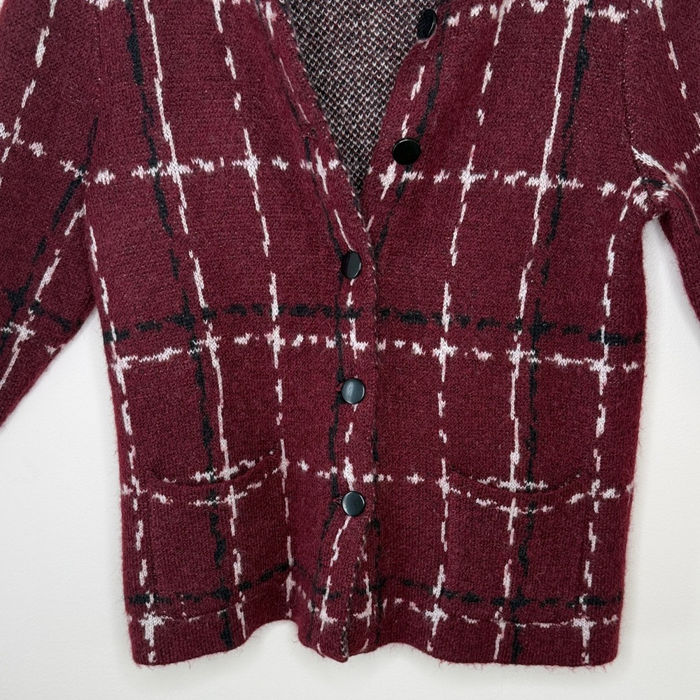 Adrienne Vittadini Burgundy Preppy Cardigan Size M - Picture 4 of 11